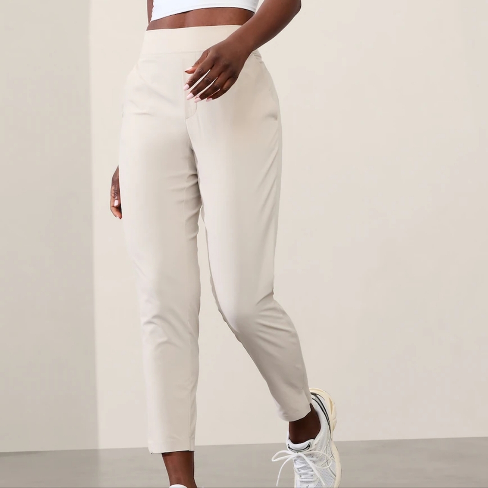 Athleta Cream Track Joggers High-Waisted Slim Fit. Tags removed, only worn once!